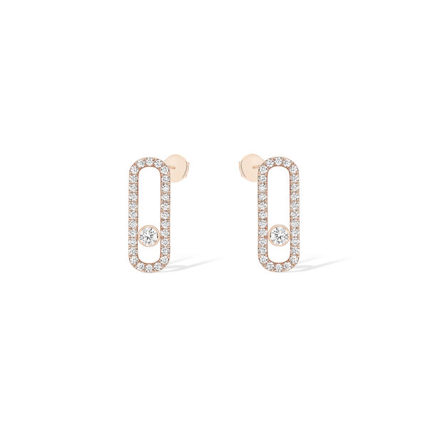 Move Uno Medium Rose Gold and Diamond Pav&eacute; Stud Earrings